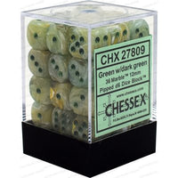 Dice: 36x D6: 12 mm: Marble: Green / Dark Green (EN) (Special Order)