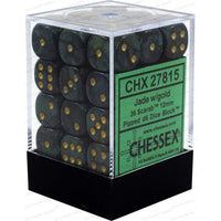 Dice: 36x D6: 12 mm: Scarab: Jade / Gold (EN) (Special Order)