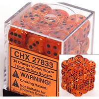 Dice: 36x D6: 12 mm: Vortex: Orange / Black (EN) (Special Order)