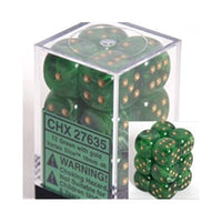 Dice: 36x D6: 12 mm: Vortex: Green / Gold (EN) (Special Order)