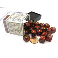 Dice: 36x D6: 12 mm: Glitter: Ruby / Gold (EN) (Special Order)