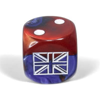 Dice: 12x D6: 16 mm: Gemini: WW2 Great Britain War Dice: Blue-Red / White (EN) (Special Order)