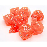 Dice: 7 pc: Lab Dice 7: Translucent: Neon Orange / White - With Bonus Die (EN) (Special Order)