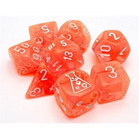 Dice: 7 pc: Lab Dice 7: Translucent: Neon Orange / White - With Bonus Die (EN) (Special Order)