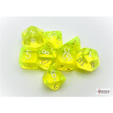 Dice: 7 pc: Lab Dice 7: Translucent: Neon Yellow / White - With Bonus Die (EN) (Special Order)
