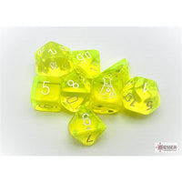 Dice: 7 pc: Lab Dice 7: Translucent: Neon Yellow / White - With Bonus Die (EN) (Special Order)