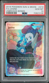 2019 POKEMON SUN & MOON UNBROKEN BONDS #210 FA/JANINE UNBROKEN BONDS PSA 10 #70823108