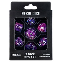 Dice: 7 pc: Eternal Purple / Blue Resin Dice Set in Premium Box Packaging (EN) (Special Order)