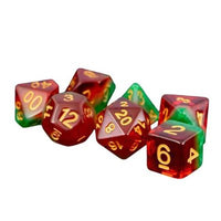 Dice: 7 pc: 16 mm: Resin: Watermelon (EN) (Special Order)