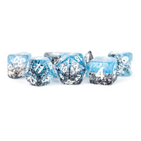 Dice: 7 pc: 16 mm: Resin: Particle Blue / Black (EN) (Special Order)