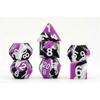 Dice: 7 pc: 16 mm: Sharp Edge Silicone Rubber: Pride: Asexual (Special Order)