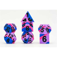 Dice: 7 pc: 16 mm: Sharp Edge Silicone Rubber: Pride: Bisexual (Special Order)