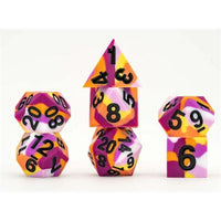 Dice: 7 pc: 16 mm: Sharp Edge Silicone Rubber: Pride: Lesbian (Special Order)