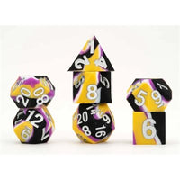 Dice: 7 pc: 16 mm: Sharp Edge Silicone Rubber: Pride: Nonbinary (Special Order)