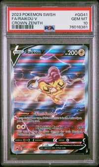 2023 POKEMON SWORD AND SHIELD CROWN ZENITH #GG41 RAIKOU V CROWN ZENITH PSA 10 #76018381