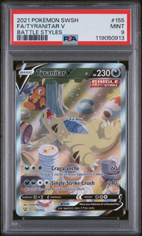 2021 POKEMON SWORD & SHIELD BATTLE STYLES 155/163 FA/TYRANITAR V BATTLE STYLES PSA 9 #119050913
