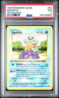 1999 POKEMON GAME #63 SQUIRTLE 1ST EDITION PSA 7 #104139887