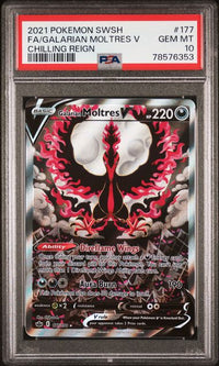 2021 POKEMON CHILLING REIGN 177/198 GALARIAN MOLTRES V CHILLING REIGN #78576353 PSA 10