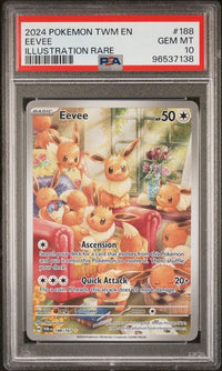 2024 POKEMON TWM EN-TWILIGHT MASQUERADE #188 EEVEE ILLUSTRATION RARE PSA 10 #96537138