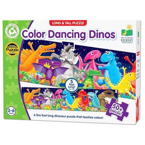 Puzzle - 51 pcs - Long & Tall Puzzle: Color Dancing Dinos (EN)