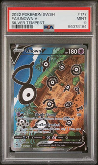 2022 POKEMON SWORD & SHIELD SILVER TEMPEST #177 FA/UNOWN V SILVER TEMPEST PSA 9  #96378164