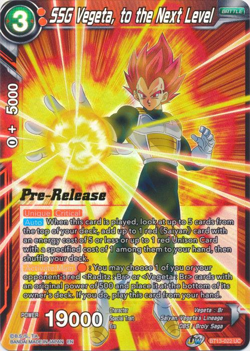 SSG Vegeta, to the Next Level (BT13-022) [Supreme Rivalry Prerelease Promos] - POKÉ JEUX