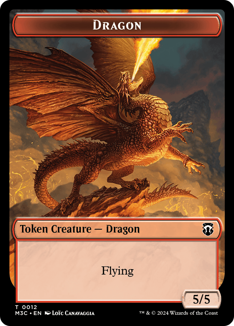 Dragon (Ripple Foil) // Copy Double-Sided Token [Modern Horizons 3 Commander Tokens] - POKÉ JEUX