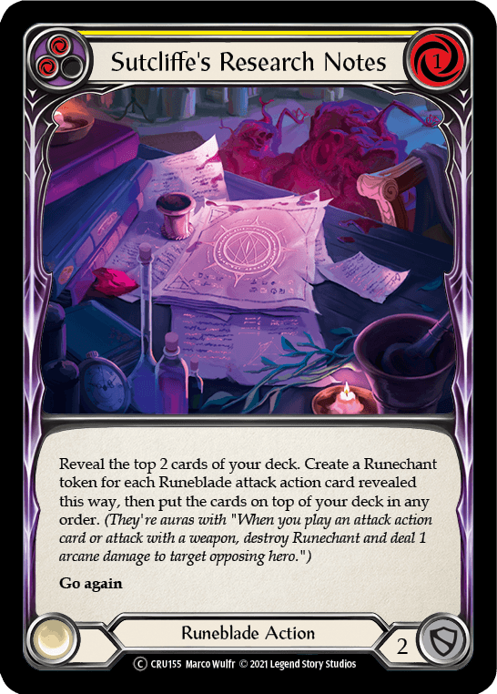 Sutcliffe's Research Notes (Yellow) [U-CRU155] (Crucible of War Unlimited) Unlimited Rainbow Foil - POKÉ JEUX