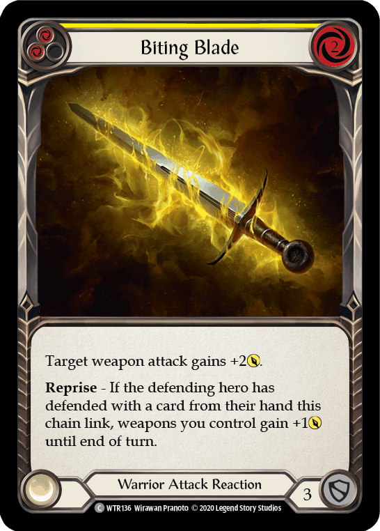 Biting Blade (Yellow) [U-WTR136] (Welcome to Rathe Unlimited) Unlimited Rainbow Foil - POKÉ JEUX