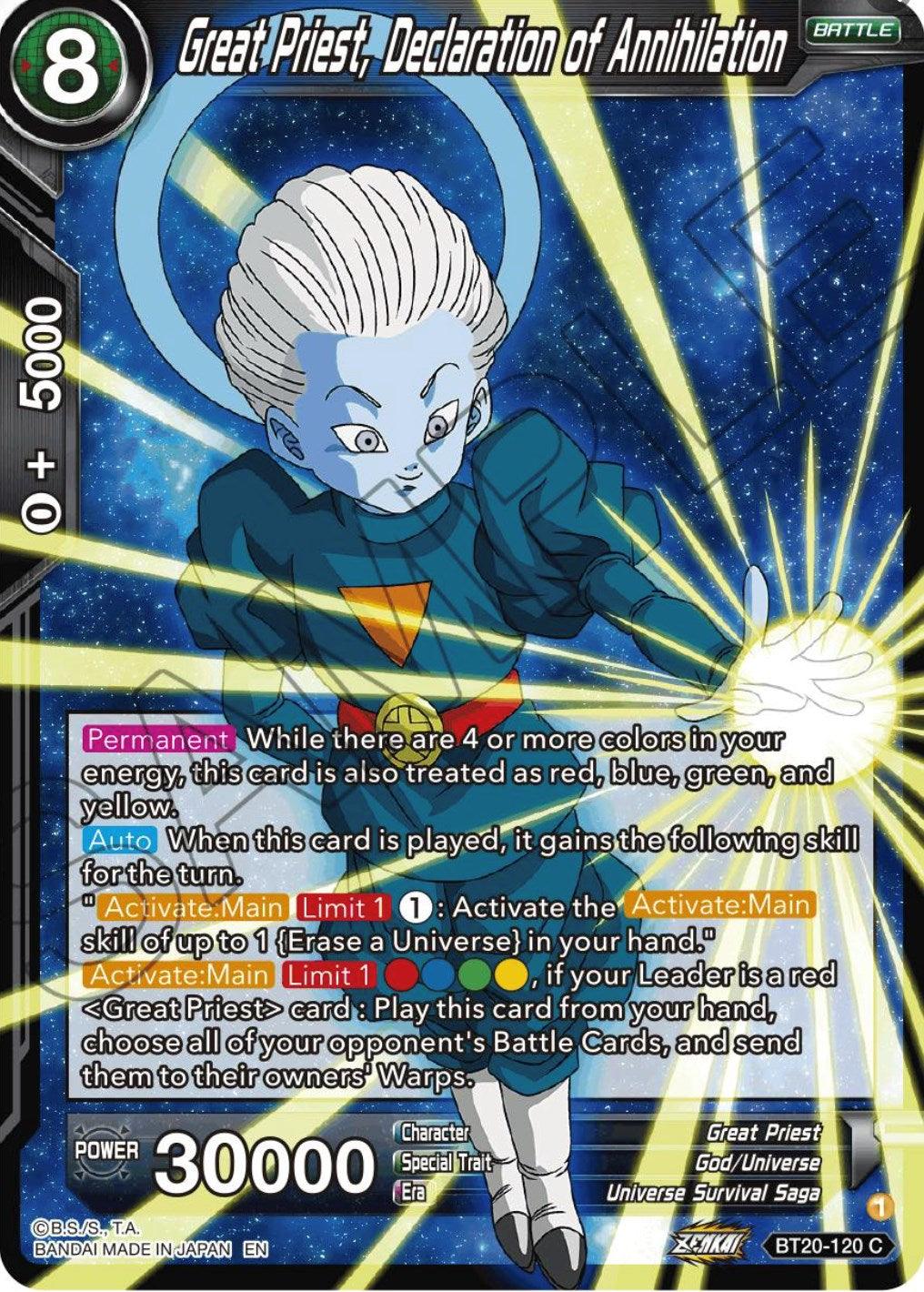 Great Priest, Declaration of Annihilation (BT20-120) [Power Absorbed] - POKÉ JEUX