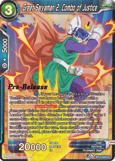 Great Saiyaman 2, Combo of Justice (BT14-048) [Cross Spirits Prerelease Promos] - POKÉ JEUX