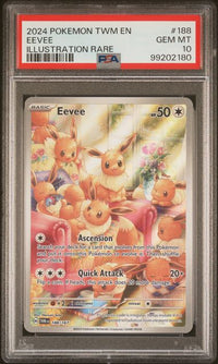 2024 POKEMON TWILIGHT MASQUERADE 188/167 EEVEE ILLUSTRATION RARE IR PSA 10 #99202180