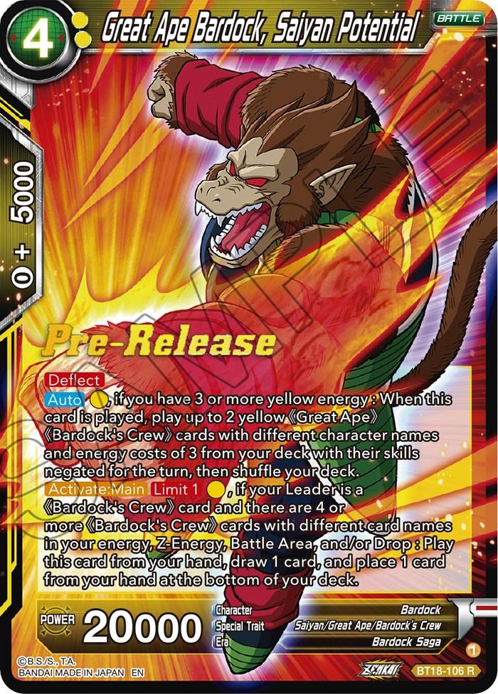 Great Ape Bardock, Saiyan Potential (BT18-106) [Dawn of the Z-Legends Prerelease Promos] - POKÉ JEUX