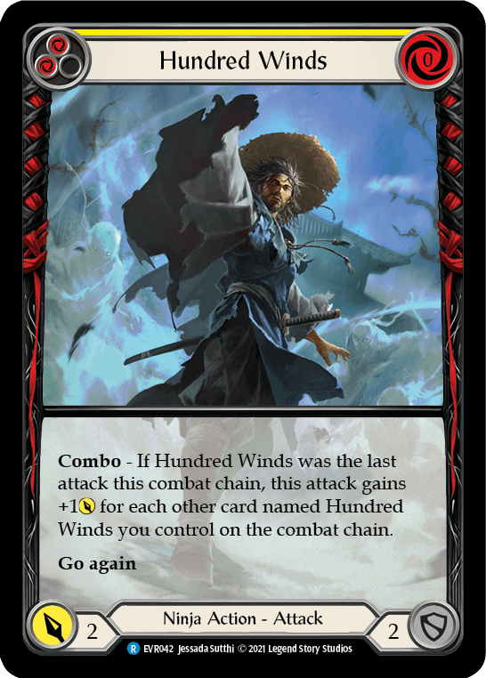 Hundred Winds (Yellow) [EVR042] (Everfest) 1st Edition Extended Art Rainbow Foil - POKÉ JEUX