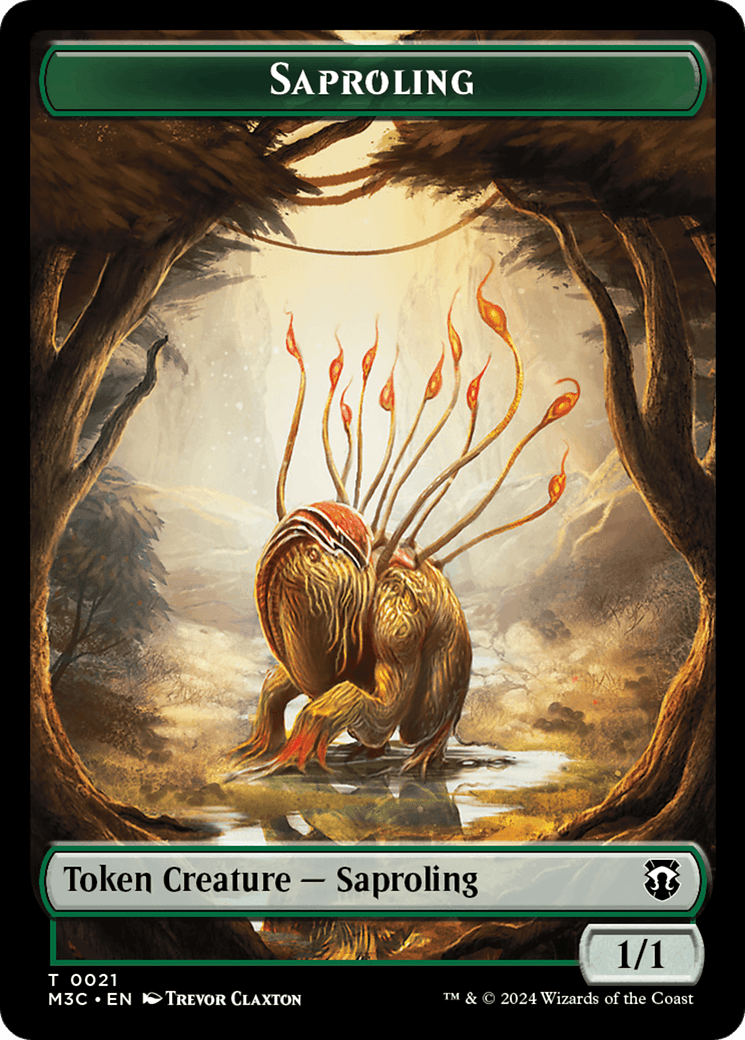 Saproling (Ripple Foil) // Emblem - Garruk, Apex Predator Double-Sided Token [Modern Horizons 3 Commander Tokens] - POKÉ JEUX