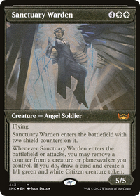 Sanctuary Warden (Showcase Art Deco Foil Etched) [Streets of New Capenna]