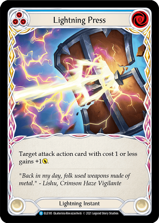 Lightning Press (Blue) [ELE185] (Tales of Aria) 1st Edition Rainbow Foil - POKÉ JEUX