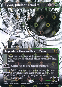 Tyvar, Jubilant Brawler (Borderless Manga Step-and-Compleat Foil) [Phyrexia: All Will Be One]