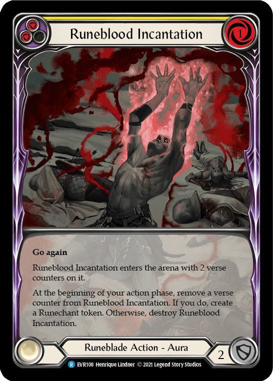 Runeblood Incantation (Yellow) [EVR108] (Everfest) 1st Edition Extended Art Rainbow Foil - POKÉ JEUX