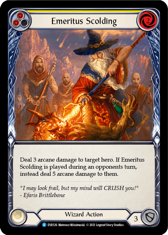 Emeritus Scolding (Yellow) [EVR126] (Everfest) 1st Edition Rainbow Foil - POKÉ JEUX