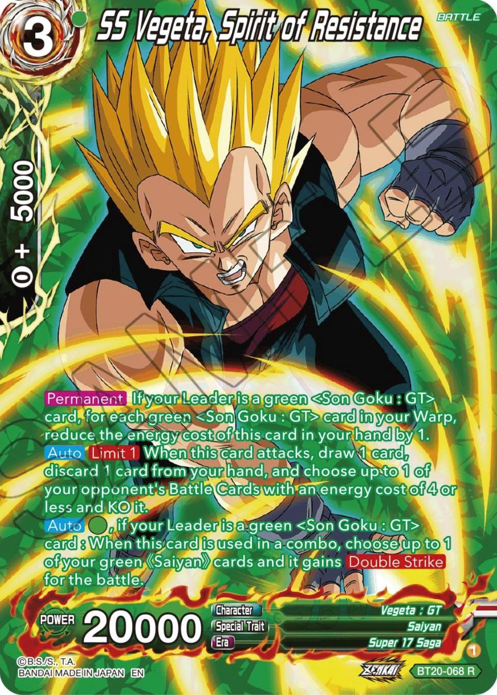 SS Vegeta, Spirit of Resistance (Silver Foil) (BT20-068) [Power Absorbed] - POKÉ JEUX