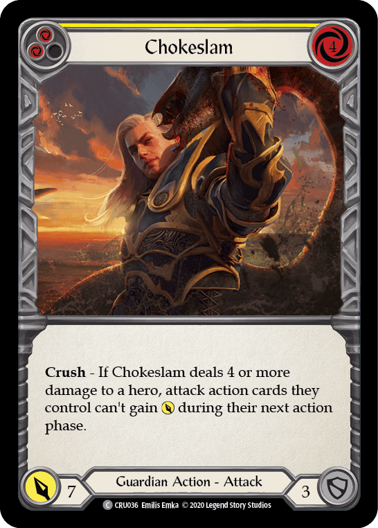 Chokeslam (Yellow) [CRU036] (Crucible of War) 1st Edition Rainbow Foil - POKÉ JEUX