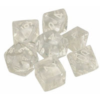 Dice: 7 pc: Translucent: Clear / White (EN) (Special Order)
