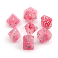 Dice: 7 pc: Ghostly Glow Pink / Silver (EN) (Special Order)