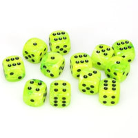 Dice: 12x D6: 16 mm: Vortex: Bright Green / Black (EN) (Special Order)
