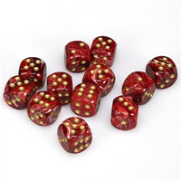 Dice: 12x D6: 16 mm: Vortex: Burgundy / Gold (EN) (Special Order)