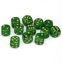 Dice: 12x D6: 16 mm: Vortex: Green / Gold (EN) (Special Order)