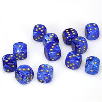 Dice: 12x D6: 16 mm: Vortex: Blue / Gold (EN) (Special Order)