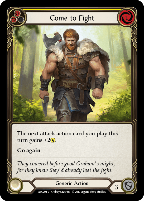 Come to Fight (Yellow) [ARC204-C] (Arcane Rising) 1st Edition Rainbow Foil - POKÉ JEUX