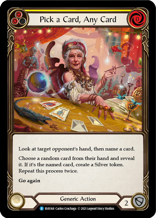 Pick a Card, Any Card (Yellow) [EVR168] (Everfest) 1st Edition Rainbow Foil - POKÉ JEUX